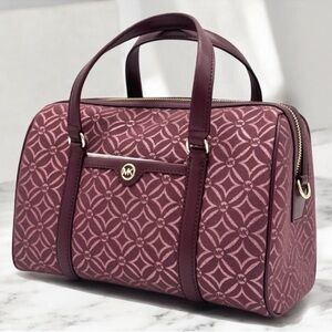 Michael Kors Medium Travel Duffle Satchel Bag Ox Blood Multi